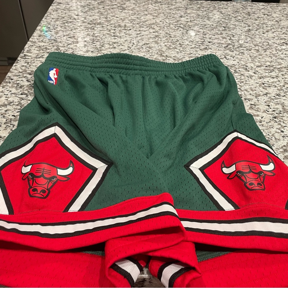 Mitchell & Ness Green and Red Basketball Shorts no tag was gift never worn tho.
